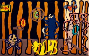 Anthony Smith, Patrick's Menagerie 4, 15 x 24 inches, mixed media painting, 2015