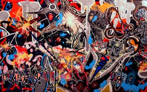 Anthony Smith, Mega Spacy Hit Parade, 24 x 48 inches, mixed media, 2006