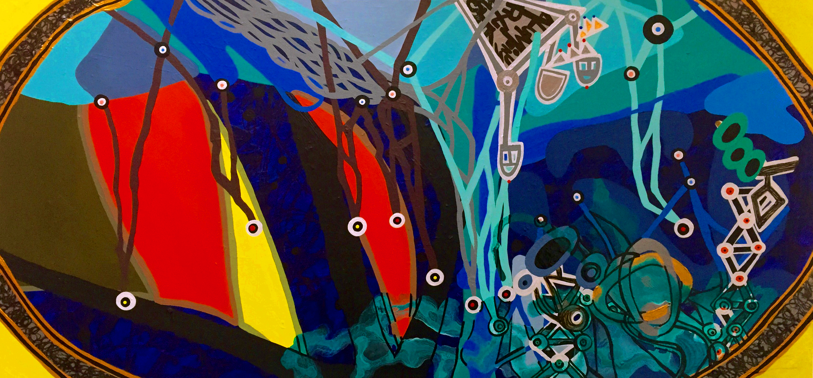 Anthony Smith Jr. Maybe Baby No. 3, 16 x 32 inches, mixed media painting, 2015