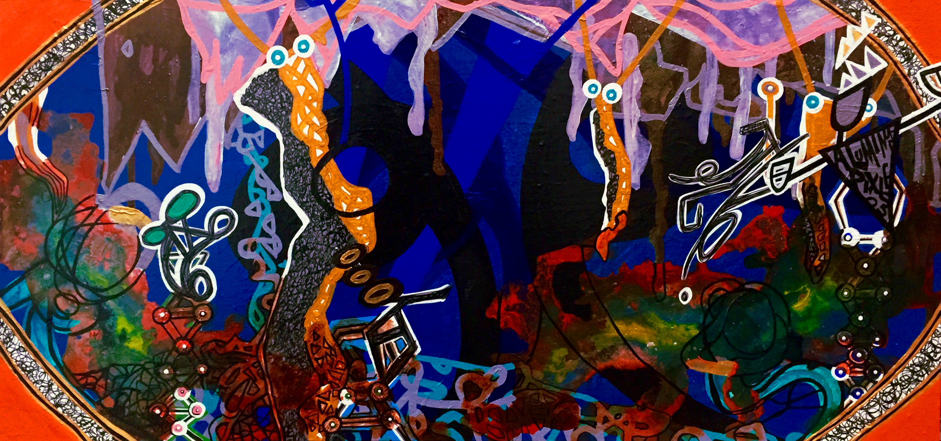 Anthony Smith Jr, Maybe Baby No. 1, 16 x 32 inches, mixed media painting, 2016