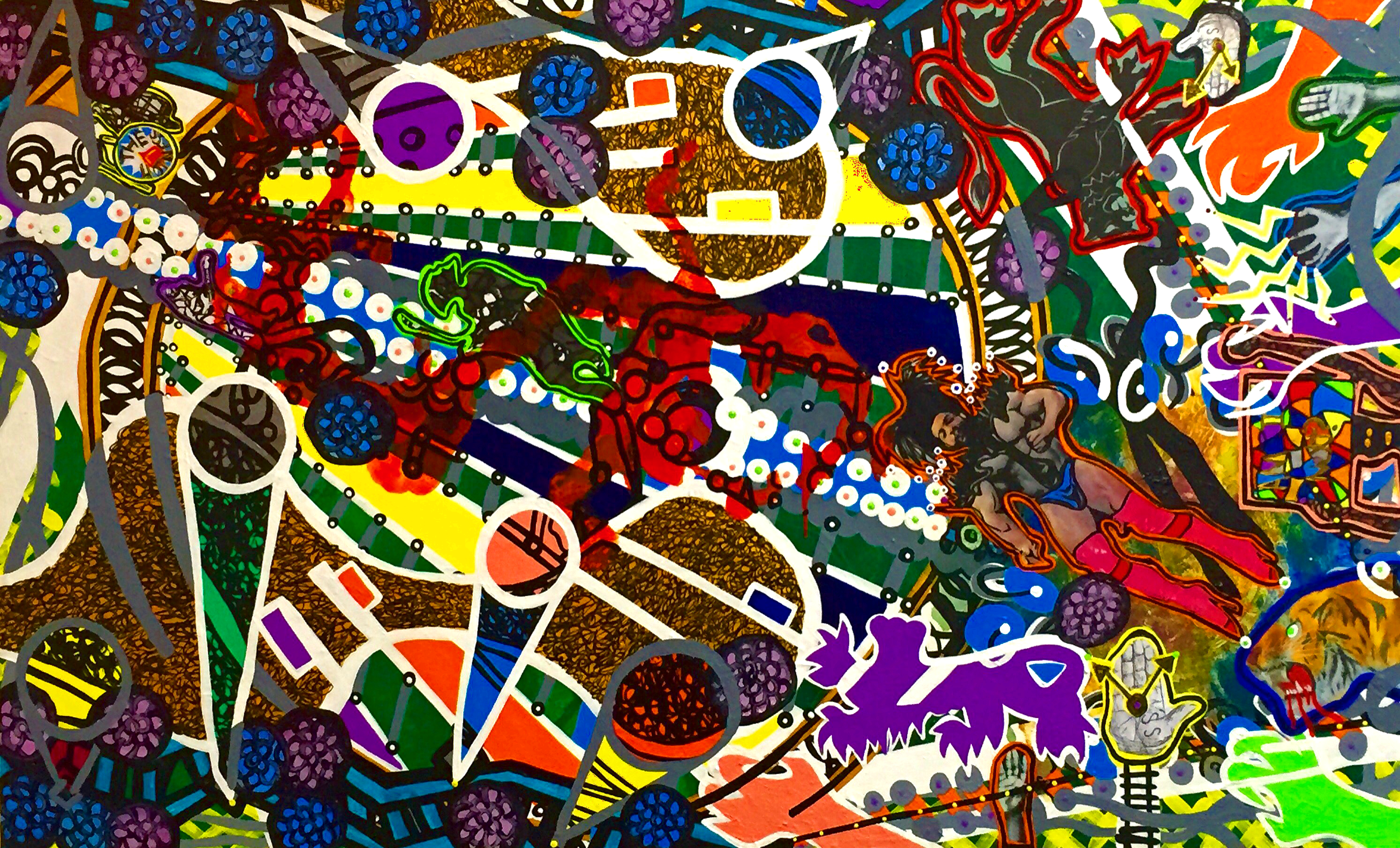 Anthony Smith Jr., The Hotness in Concert No. 2, 26 x 40 inches, mixed media, 2016