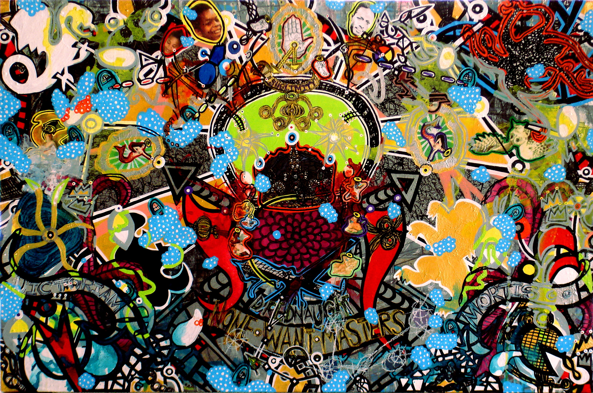 Anthony Smith, Pilot, Or How Do You Stop A Flying Dreadnaught 1, 32 x 48 inches, mixed media painting, 2014 large