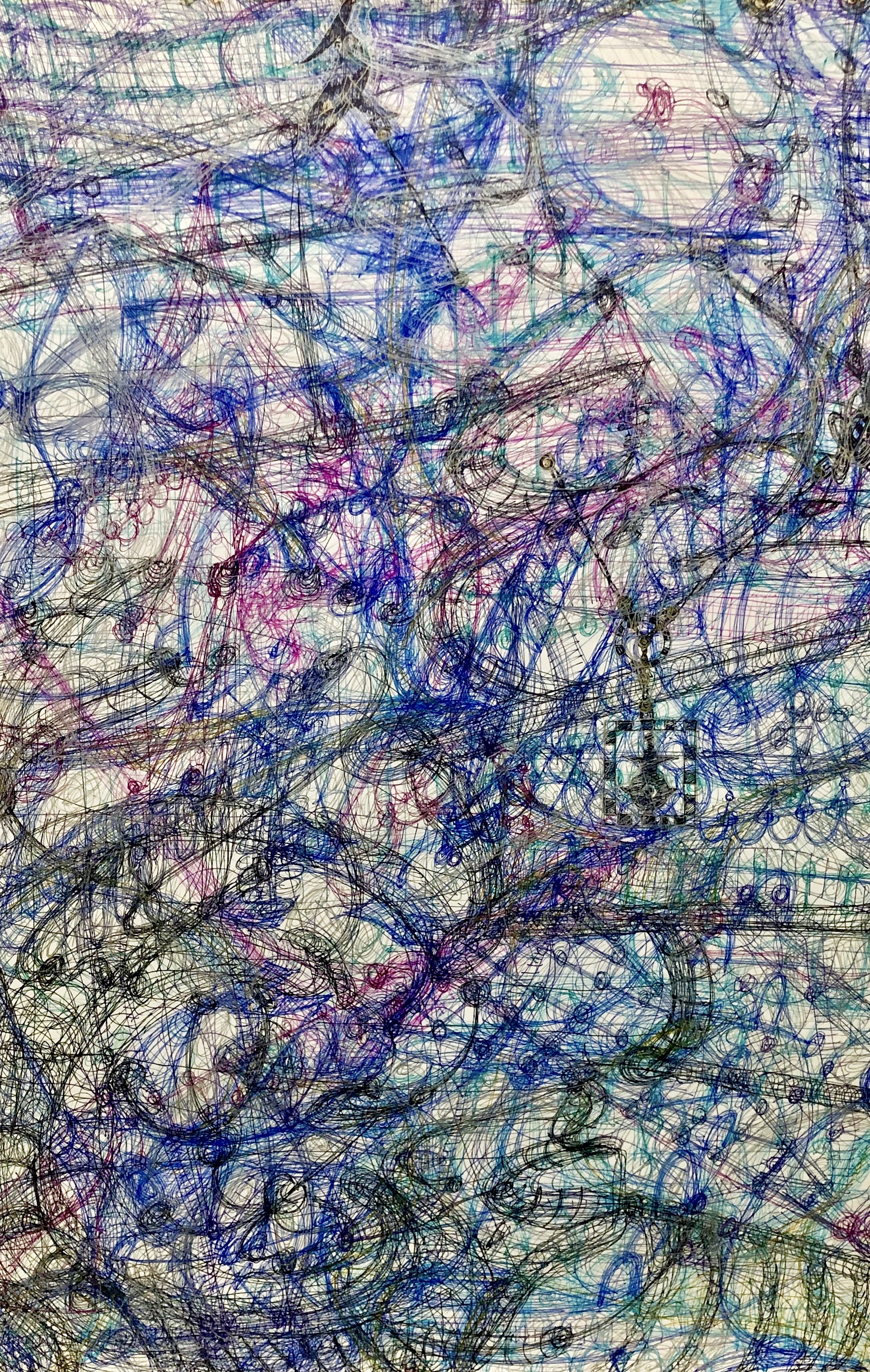 Anthony Smith Jr, Maelstrom Leviathan Abyssal Charming No 2, 24 x 38 inches, sharpie drawing, 2019