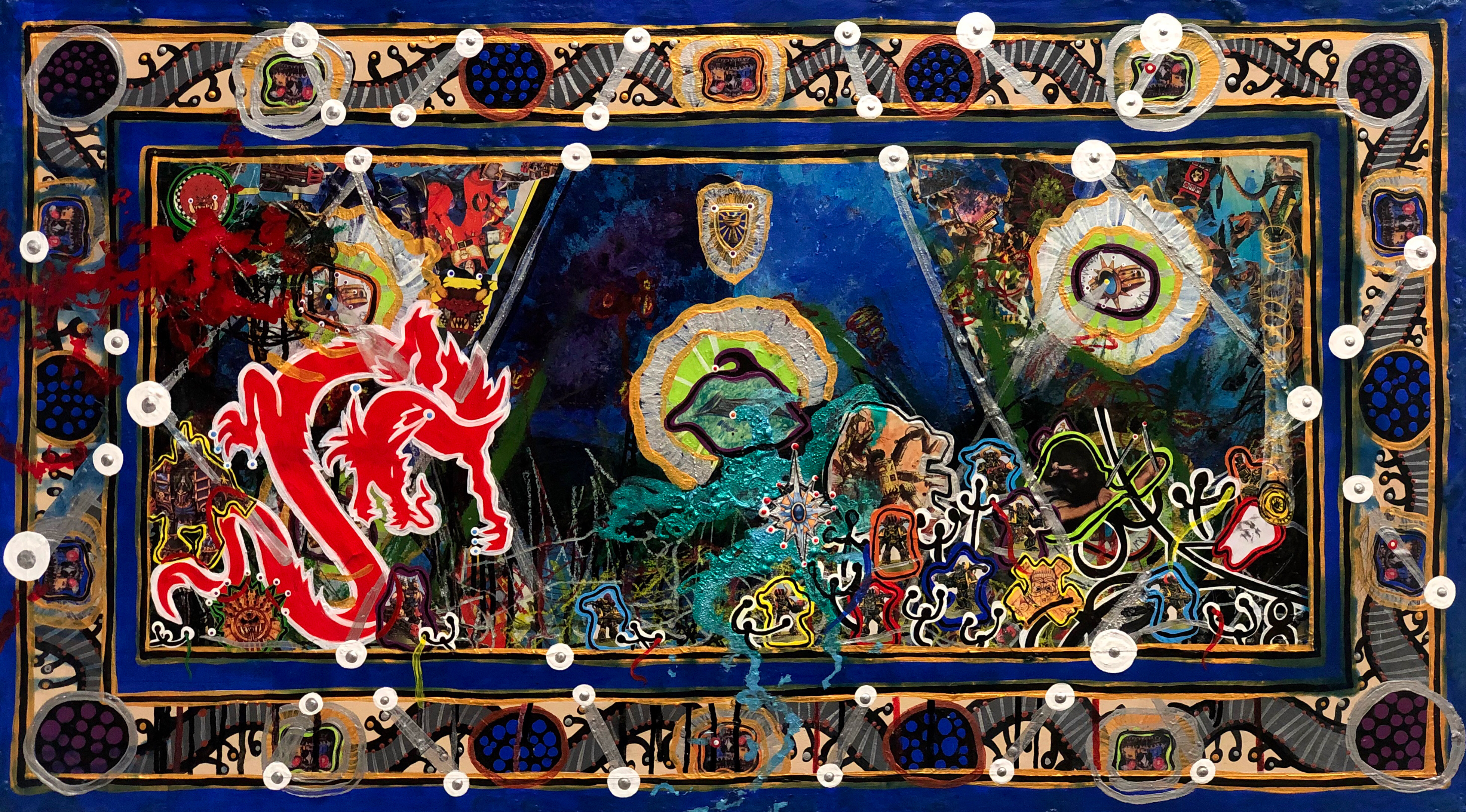 Anthony Smith Jr, The Twelve Gnostic Confessions of St Bartholomew the Lame No. 1, 20 x 36 inches, mixed media, 2020.jpg