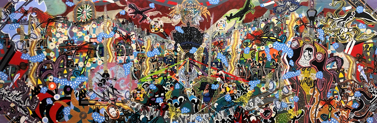 Pilot, (Or How Do You Stop A Flying Dreadnought) No 8, 24 x 71 inches, mixed media acrylic, 2018 Saatchi